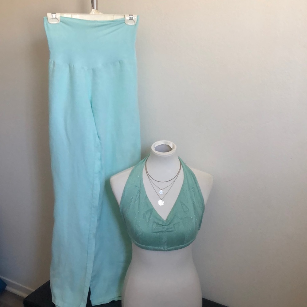 Mint Halter Top & Linen Pants